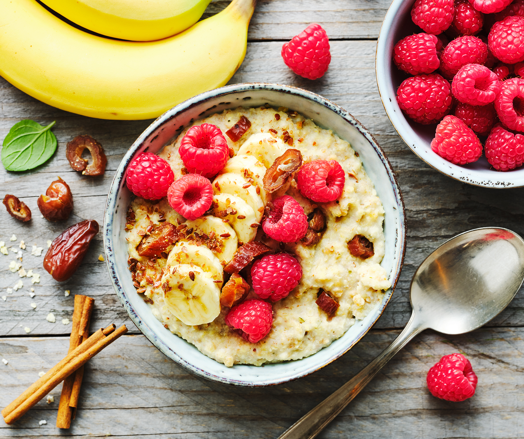 MorgenStund' met banaan, frambozen en kaneel